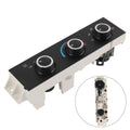 Climate control panel module with three rotary knobs and temperature accents, black face
