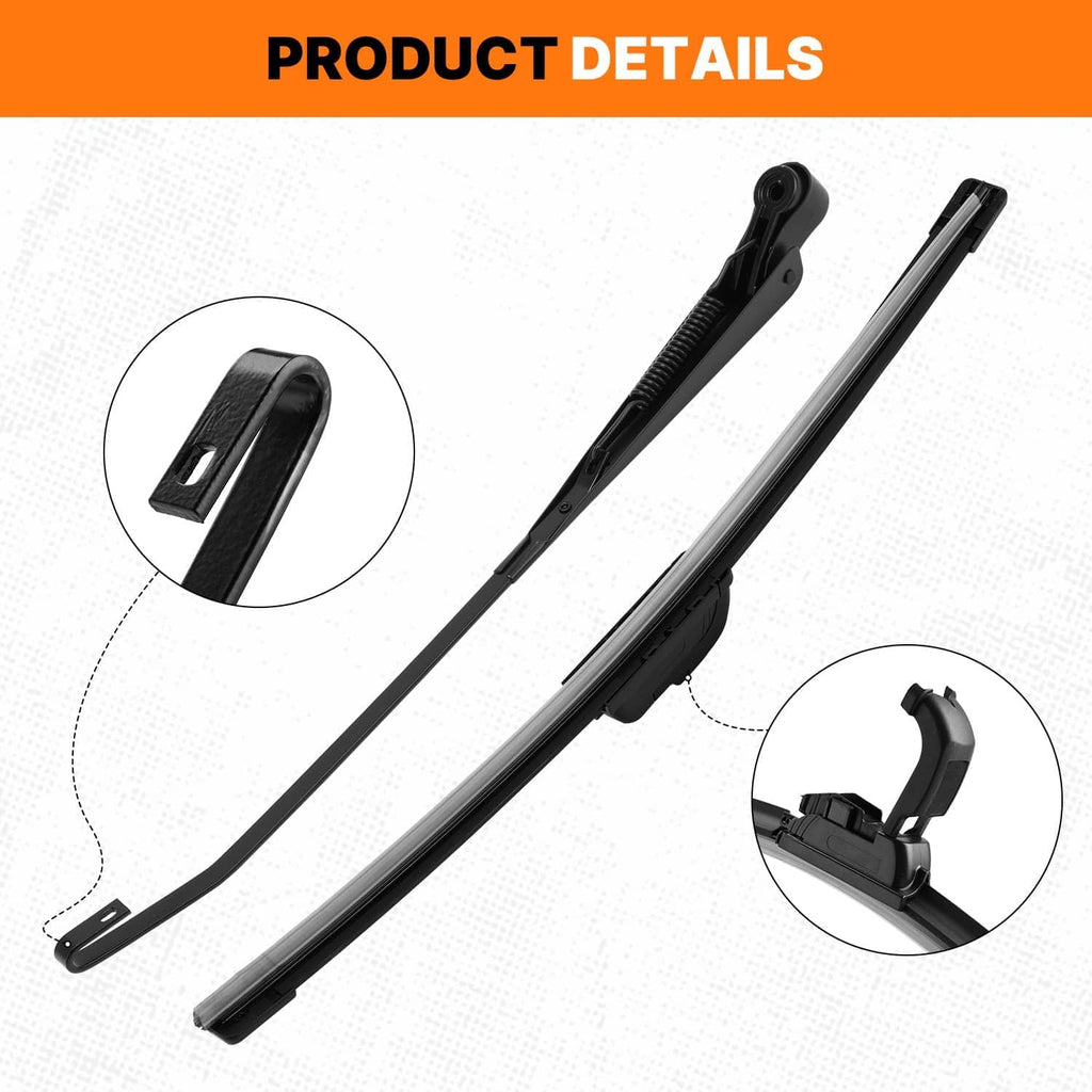 Windshield wiper arms with hinge mounts for motor kit