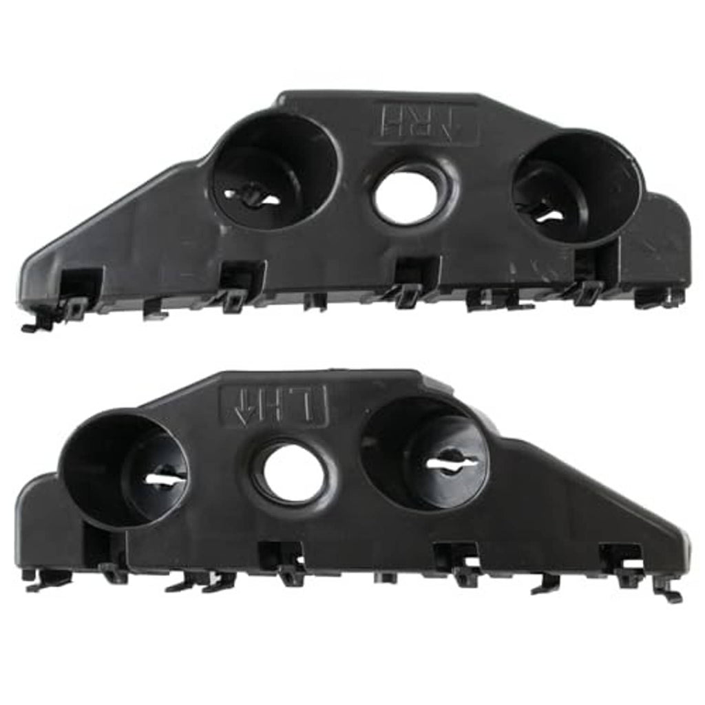 Front bumper bracket set, black plastic with circular openings and grille-mount clips