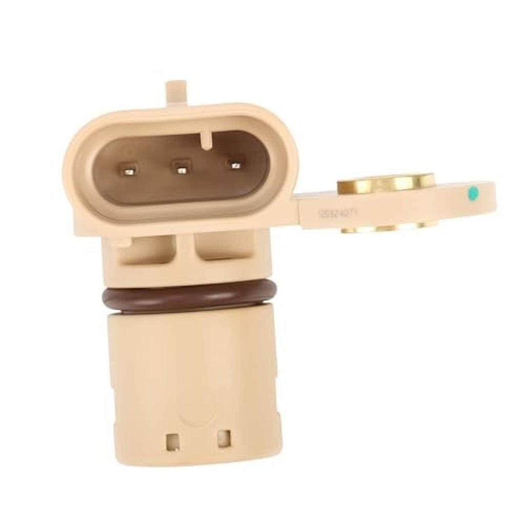 Beige camshaft position sensor with open 3-pin terminal housing and metal contact