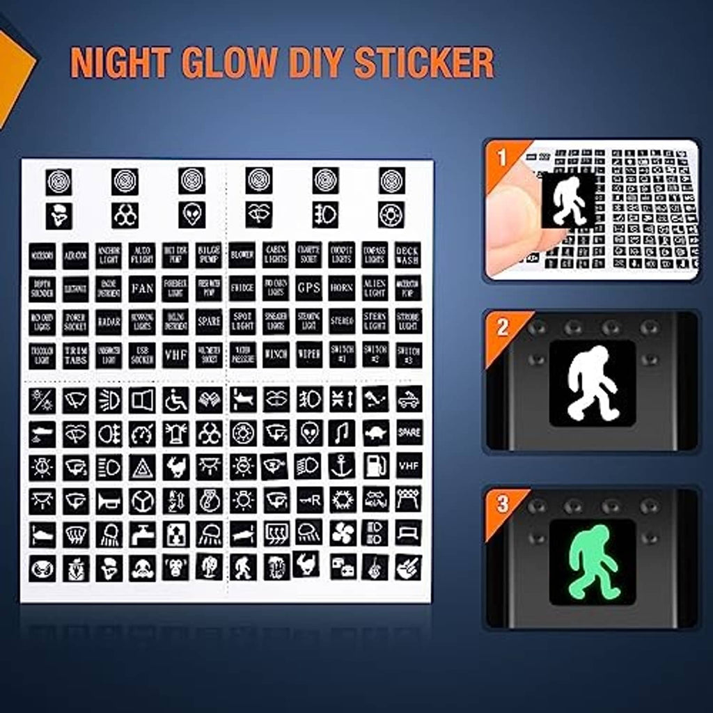 Night glow DIY sticker sheet with icons for dark-glow scenes