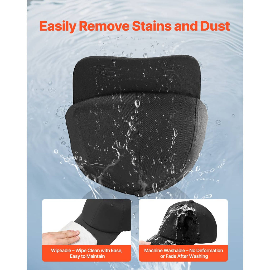 Black baseball cap with curved brim, shown with water droplets