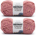 Super bulky fleece yarn pack, 2 skeins in pink, purple, and gold heather