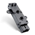 Power seat control switch front driver-side, black plastic with four buttons