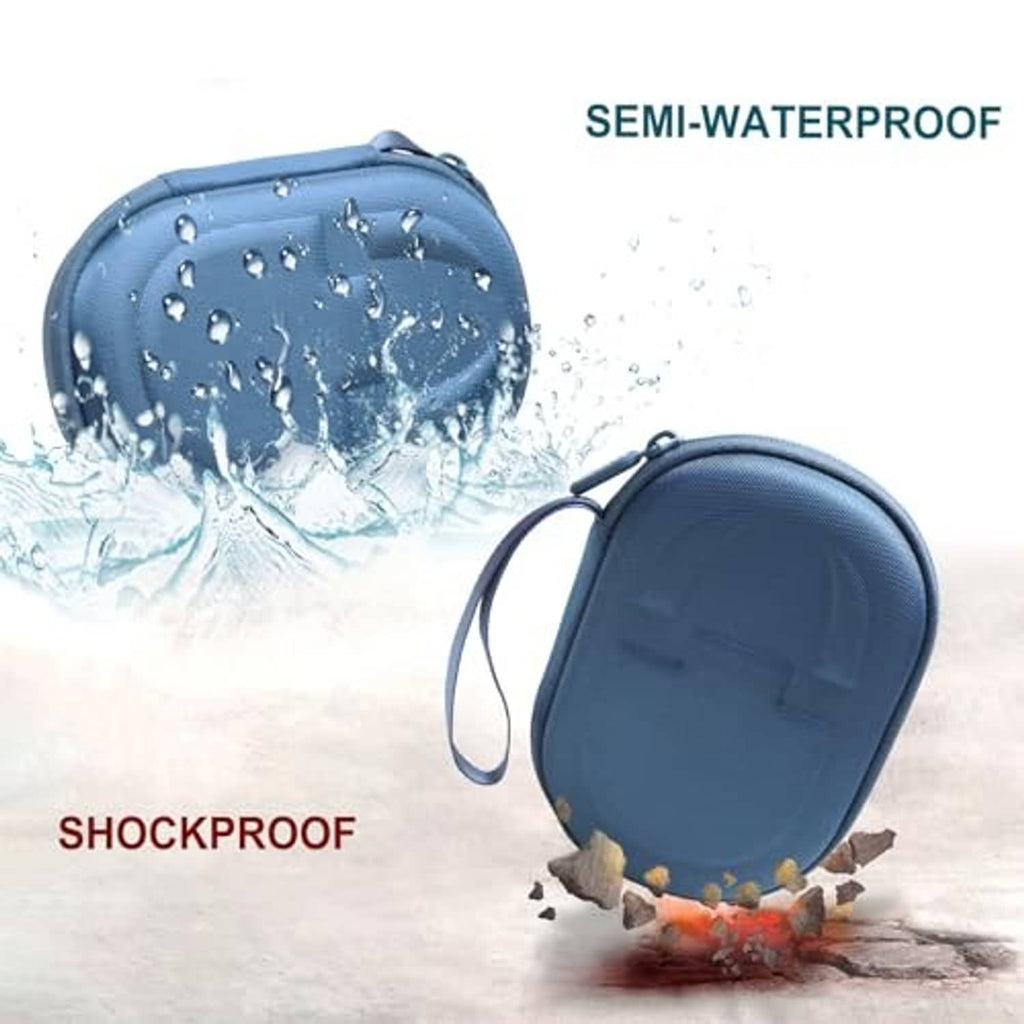 Blue semi-waterproof speaker case with splash-protection design, zipper closed