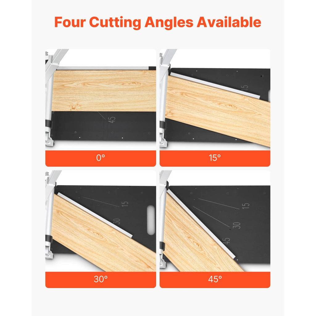 Floor cutter with adjustable cutting angles shown on the workbed