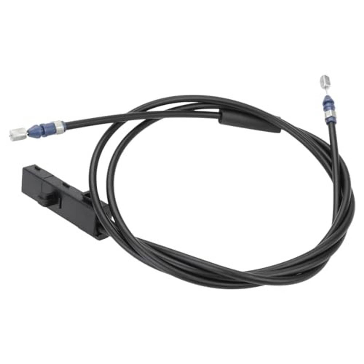 Hood release cable replacement: black cable loop with rectangular connector and blue end.