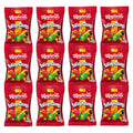 Pack of 12 WineGums candy bags in red, showing colorful fruit-shaped gummy pieces.