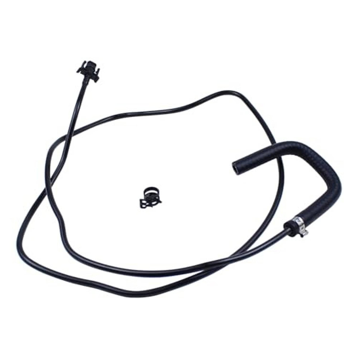 Radiator overflow hose set with black rubber tubing, connectors, and metal clamps