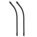 Black gooseneck hose pair with flexible arms and threaded ends, 12-inch length
