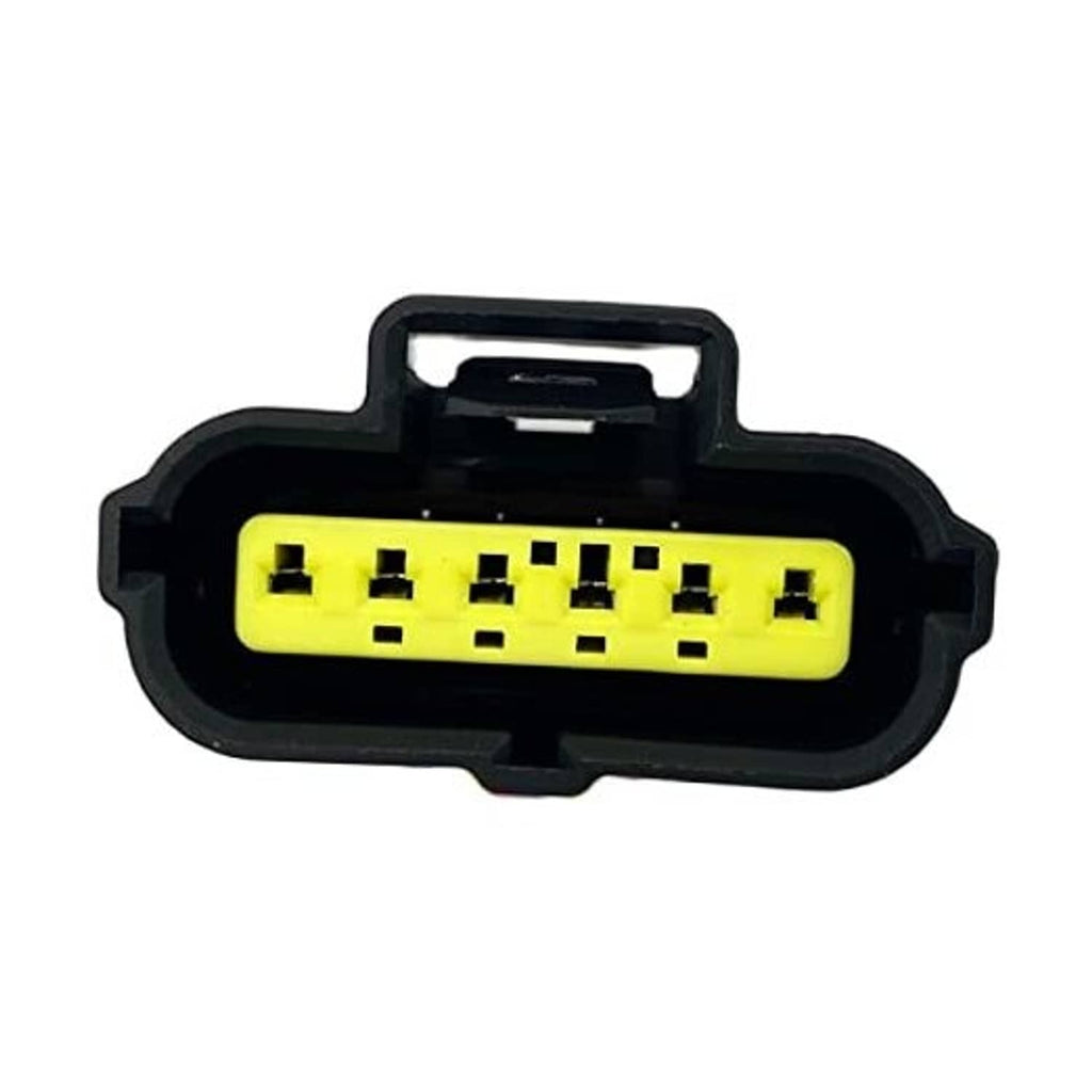 Accelerator pedal position sensor connector, black housing with yellow 10-pin socket