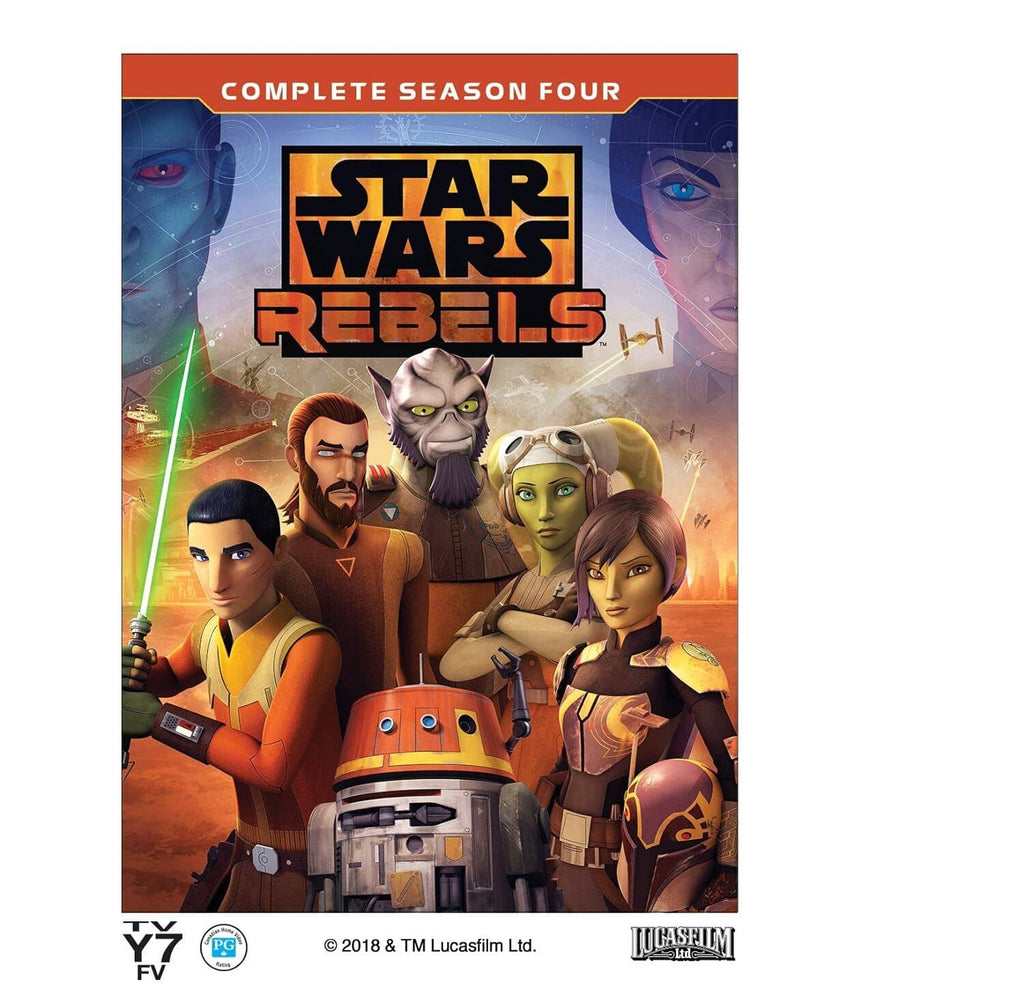 Star Wars Rebels Complete Season Four DVD cover with animated characters and title
