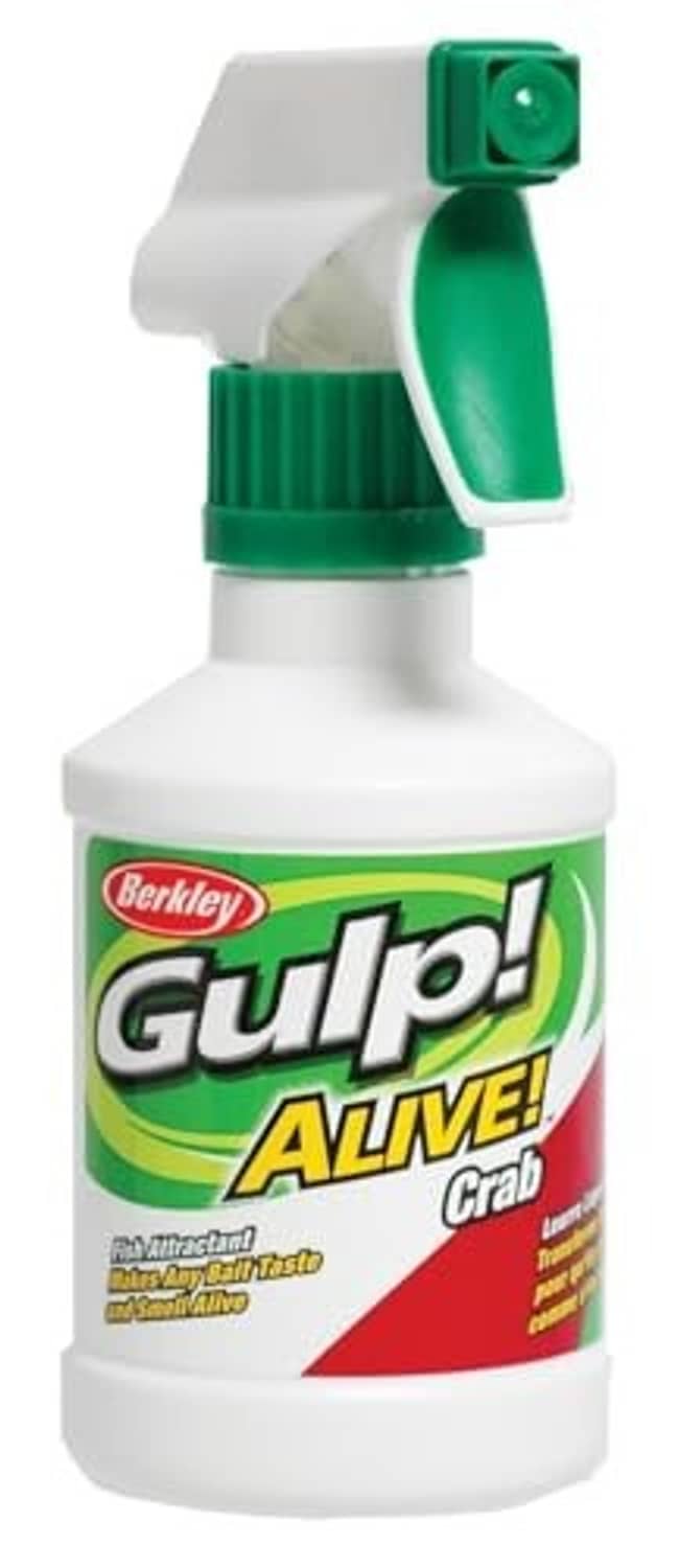 Berkley Gulp! Alive!® minnow attractant spray bottle, green trigger on white body
