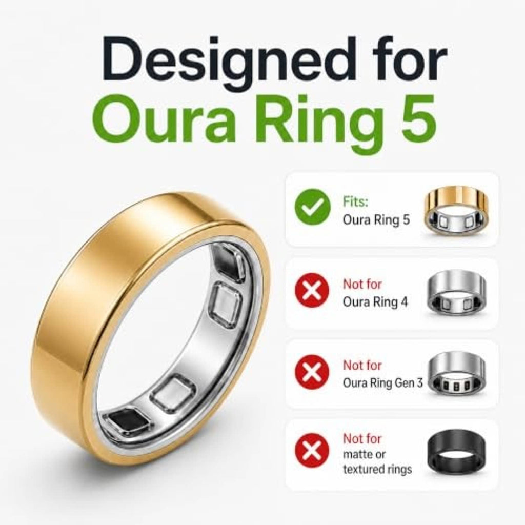 Oura Ring 5 gold ring cover with clear scratch-resistant film, fit view