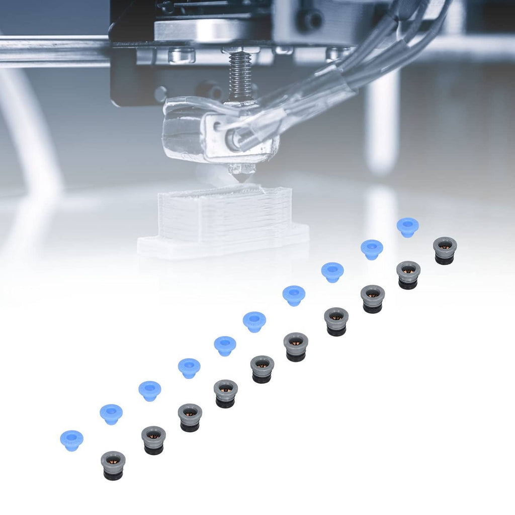 Pneumatic valve connector set, blue caps and black heads with orange centers