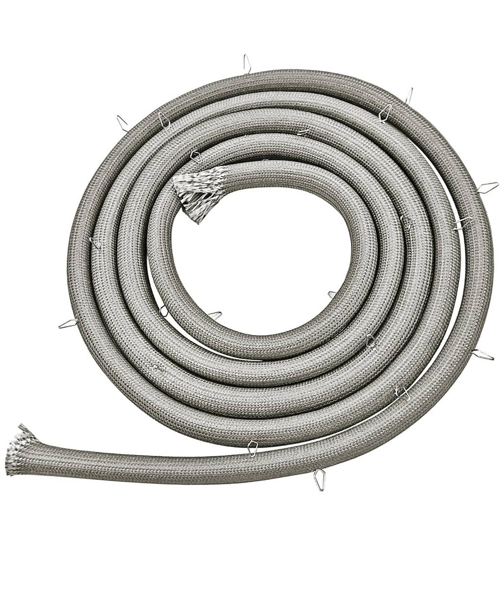 Grey range oven door gasket rope with mounting clips, coiled loop