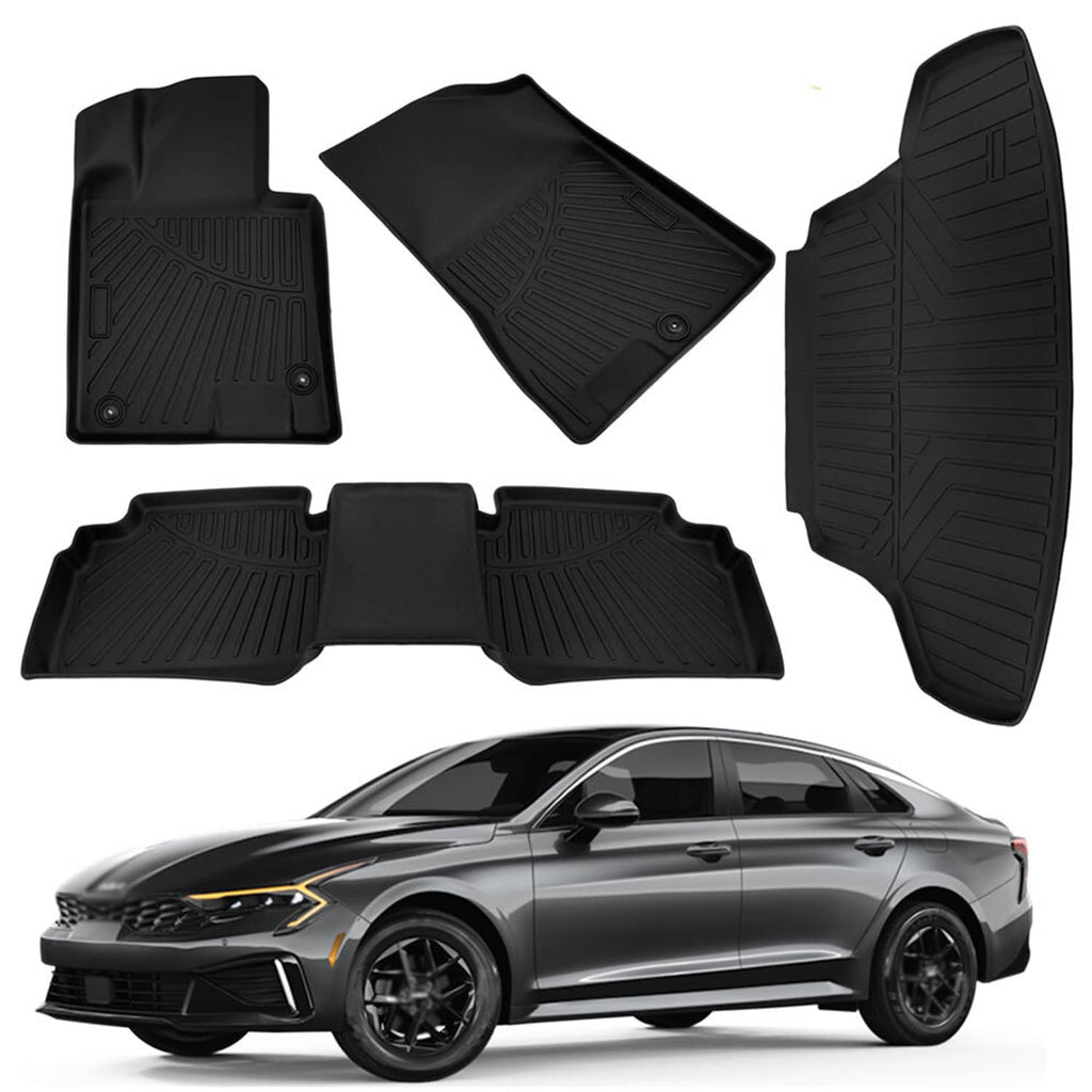 RivetOak Car Floor Mats for Hyundai Sonata 2020-2024 / Kia K5 2021-2025 FWD All Weather