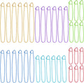 Knitting stitch marker set of colorful U-shaped holders, multiple pieces in rows