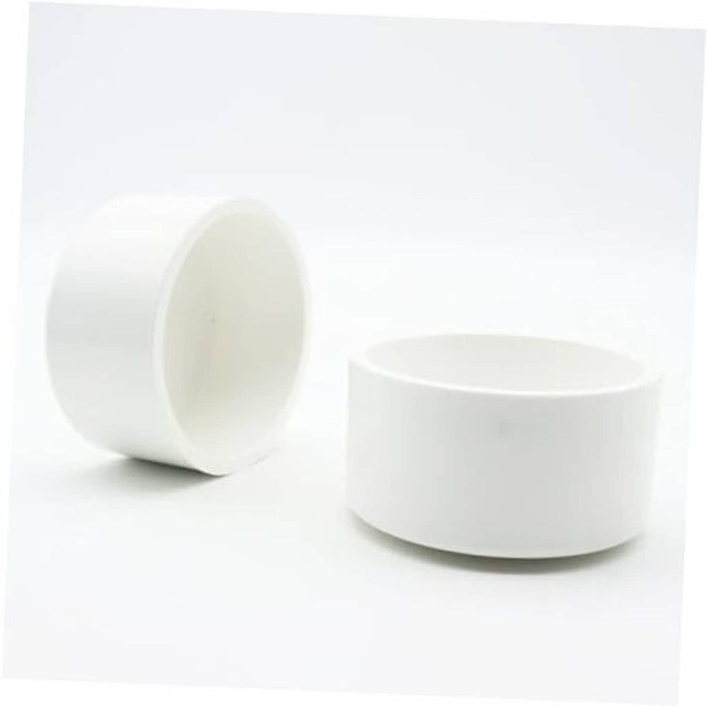 White PVC end cap with open socket end and matching round outer top