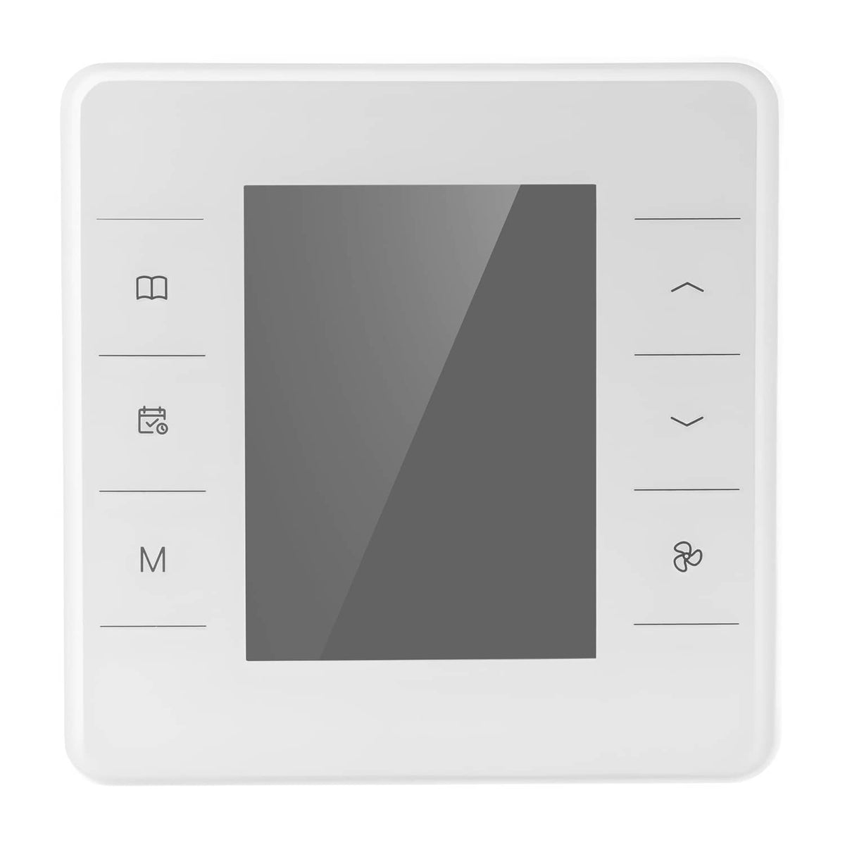 Uimoso programmable thermostat with touchscreen display and mode icons, white