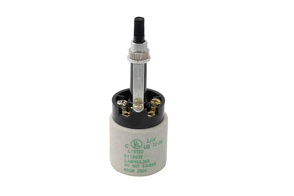 Black E26 rotary light socket switch with ceramic base and screw terminals