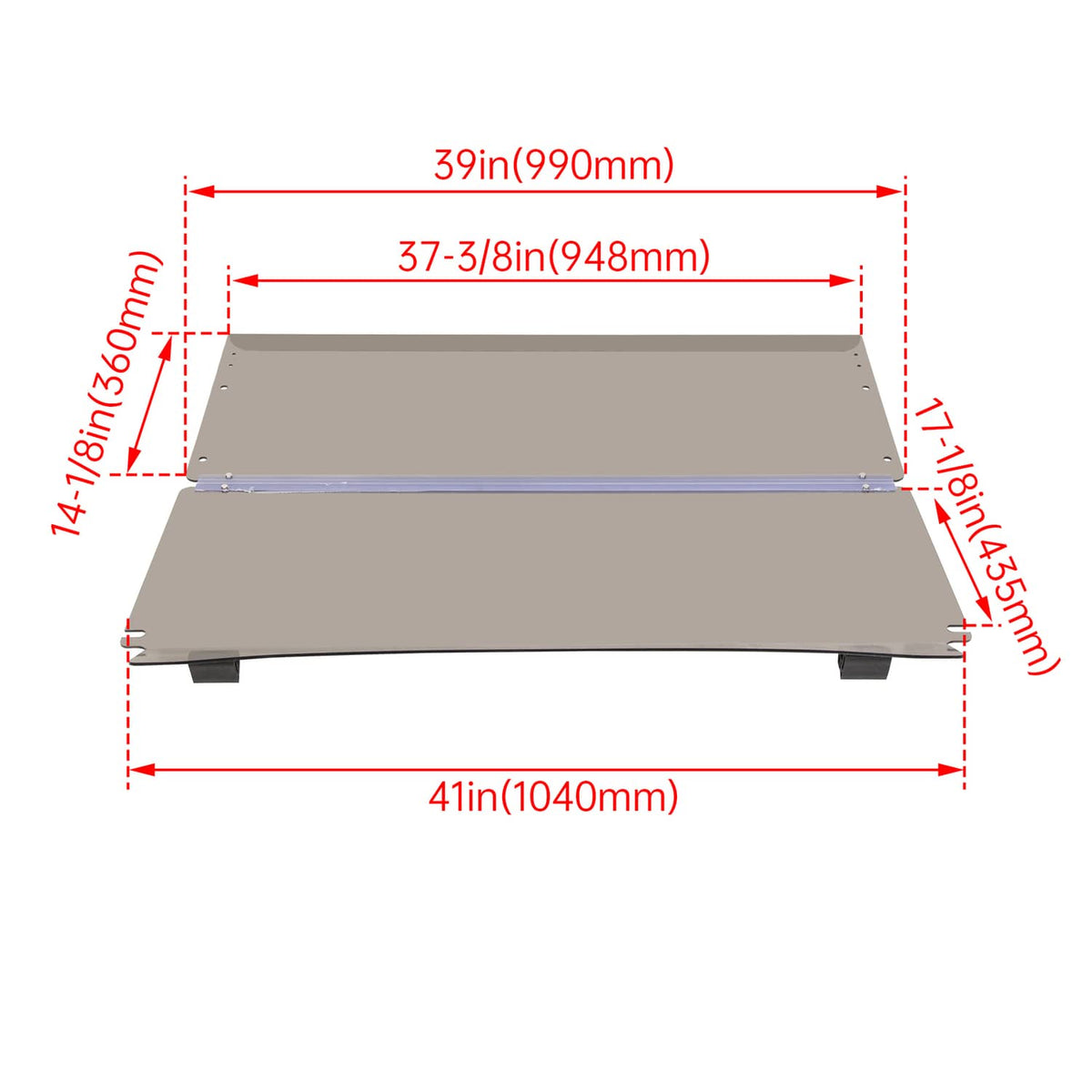 Golf cart flip windshield windscreen with beige tinted panel and silver mounting frame