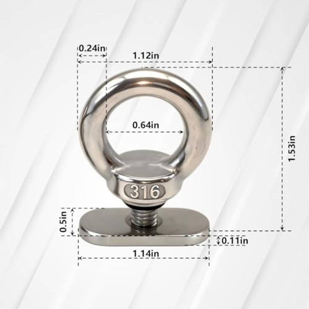 316 stainless steel tie-down eyelet with flat base and threaded stud