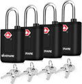 Four black GIVERARE luggage padlocks with chrome shackles, red logo, and key set