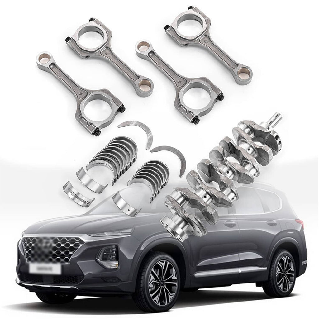 Crankshaft connecting rod bearing kit with connecting rods, bearing shells, and crankshaft