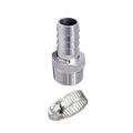 Stainless steel 304 hose fitting, MNPT threads with barbed outlet, 1-1/2 in