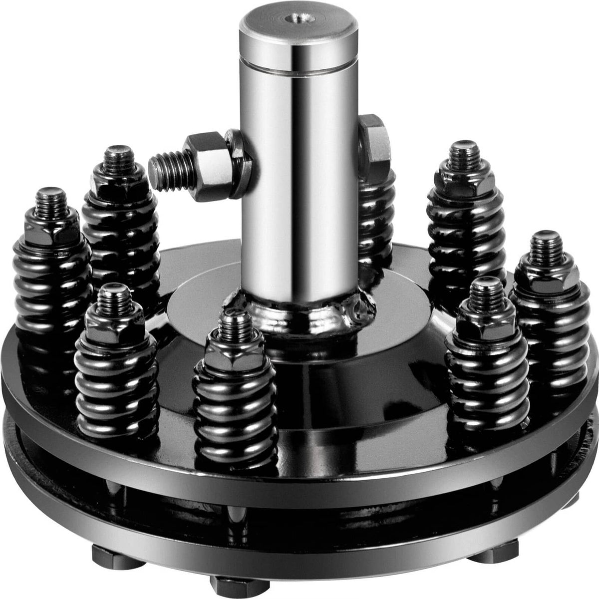 PTO slip clutch with black base and silver center shaft, spiral coil springs