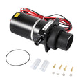 Electric toilet macerator pump motor assembly with wiring, gasket, and fittings