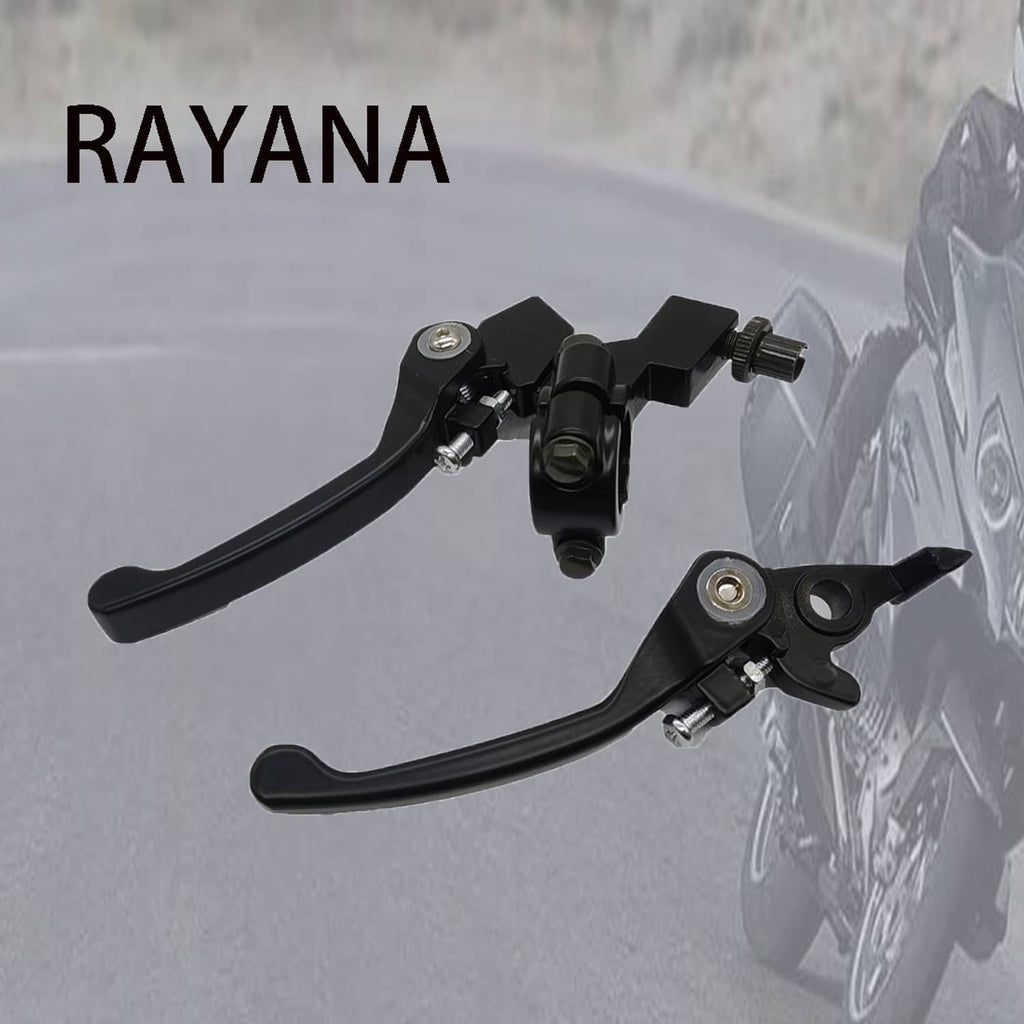 Black folding clutch and brake lever set with master cylinder and lever grips