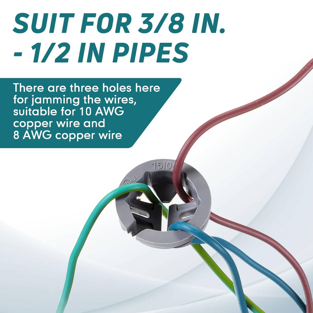 Gray non-metallic push-in connector with multiple colored wires inserted