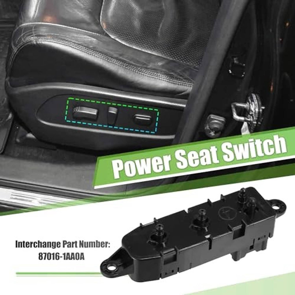 Black power seat switch module with mounting holes and connector pins