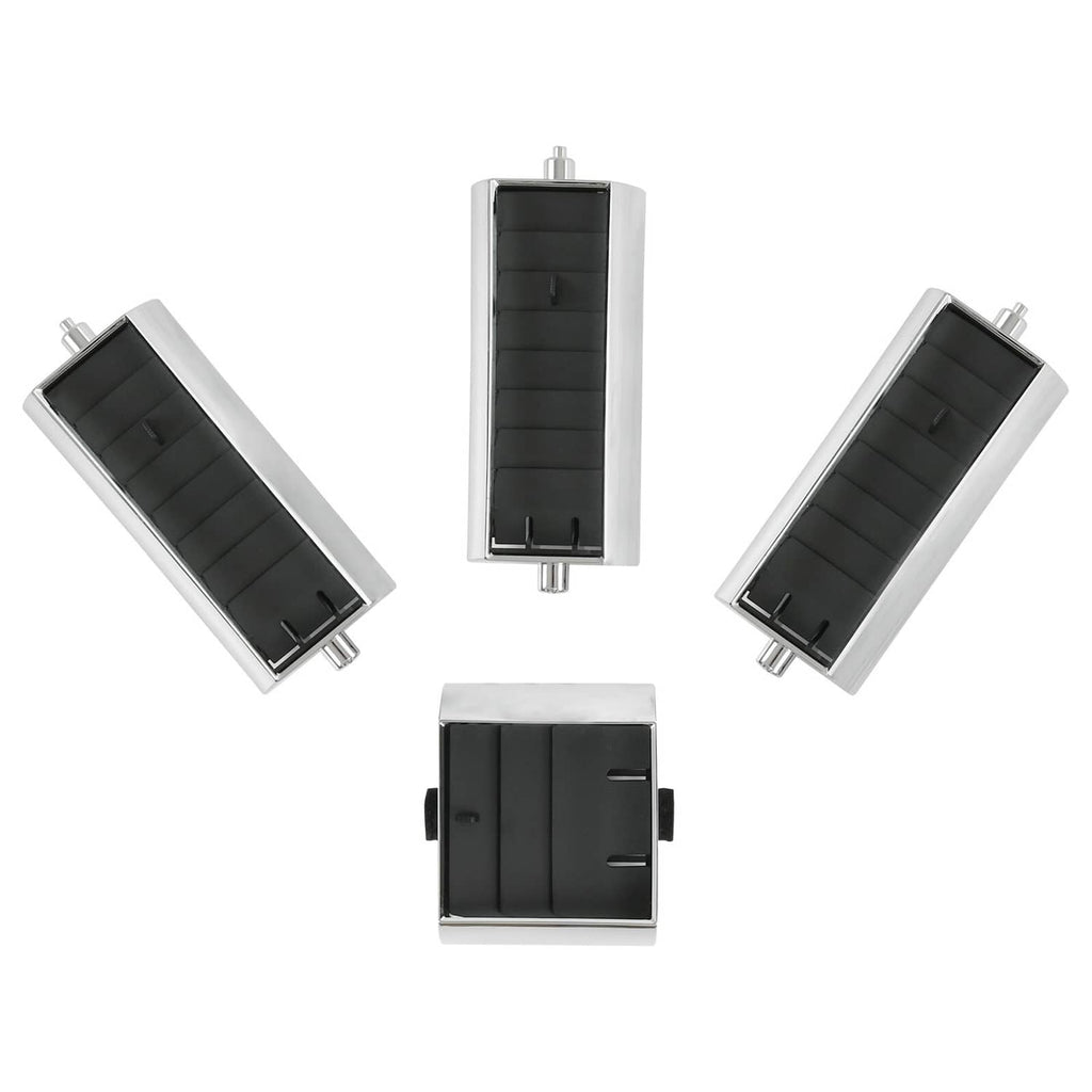 A/C dash vent set with four black slat vents and chrome trim, includes two long and two square pieces.