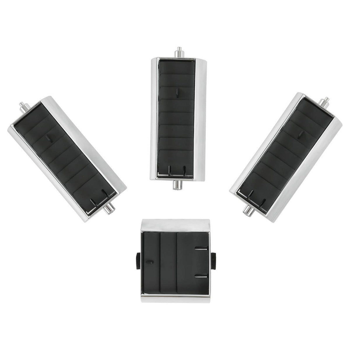 A/C dash vent set with four black slat vents and chrome trim, includes two long and two square pieces.