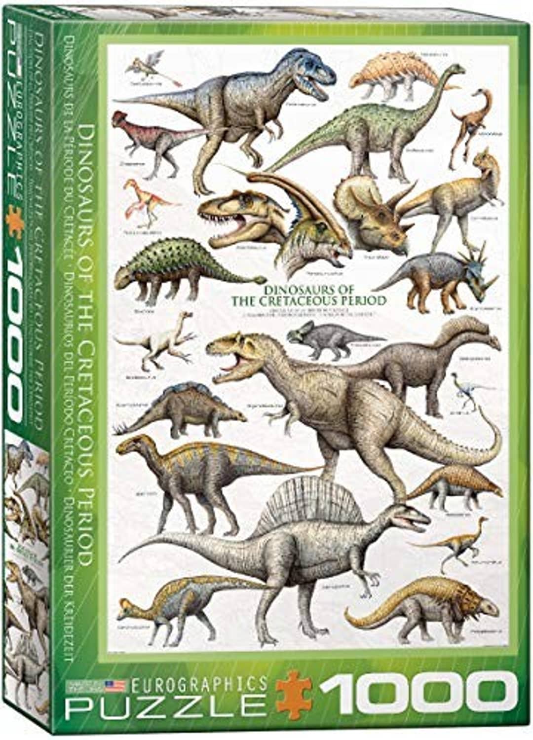 Eurographics dinosaur 1000-piece puzzle box with Cretaceous artwork collage