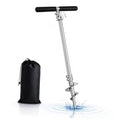 Stainless steel screw-in boat anchor pole with black T-handle and storage bag