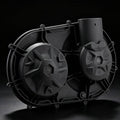 Outer clutch cover for UTV, dark gray/black dual circular fan-like guards with mounts