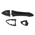 Textured black exterior door handle, passenger-side, with mounting and trim pieces