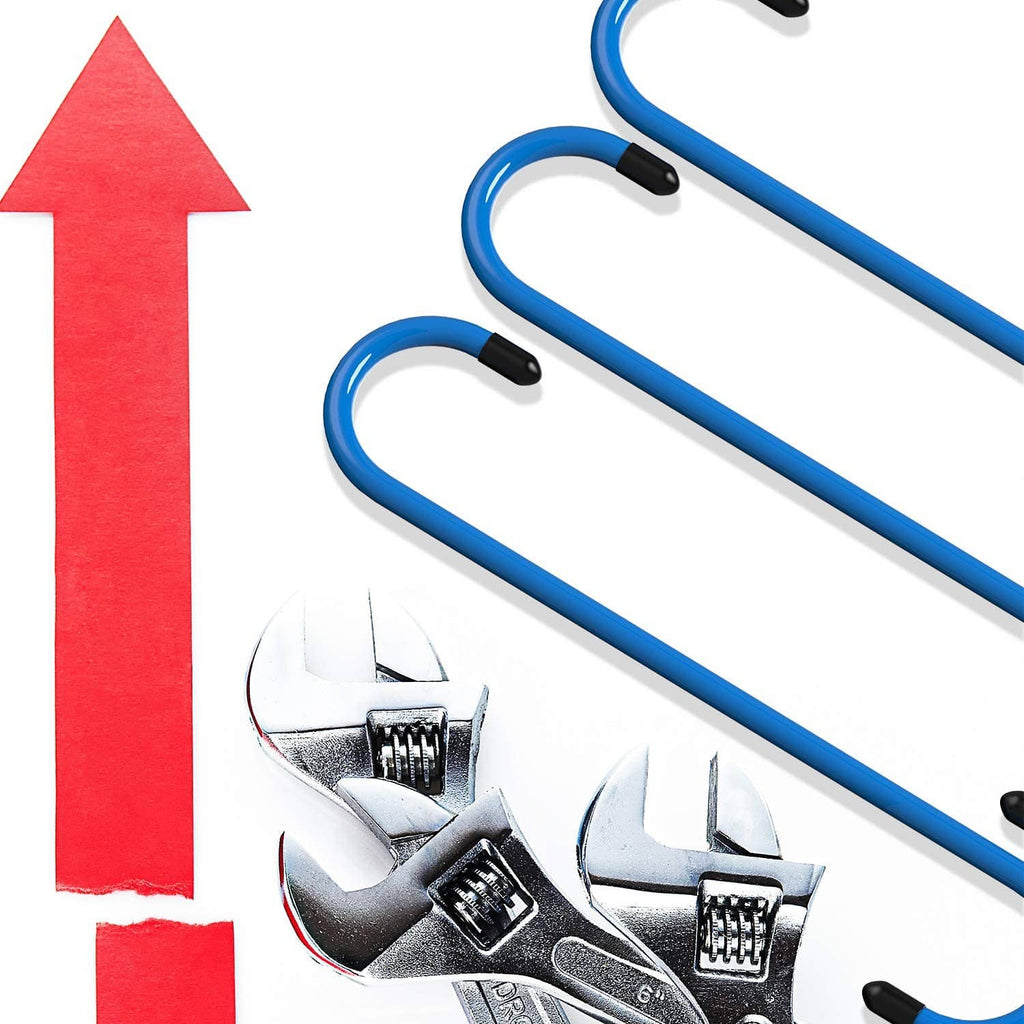 4-piece set of blue brake caliper hanger hooks with black rubber coated tips