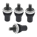 Set of rotary speed potentiometers with black housings and silver dial knobs