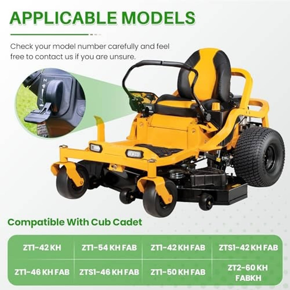 Throttle cable kit shown on a yellow lawn mower with black handle