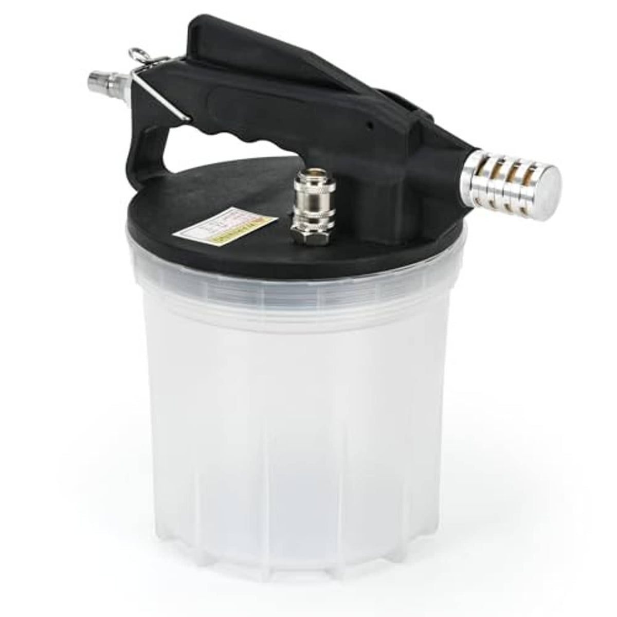 Brake bleeder vacuum pump with side fitting and clear 2L reservoir