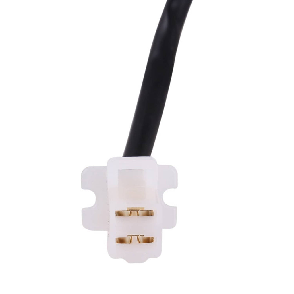 Starter relay solenoid connector with two metal terminals and black wire, white housing
