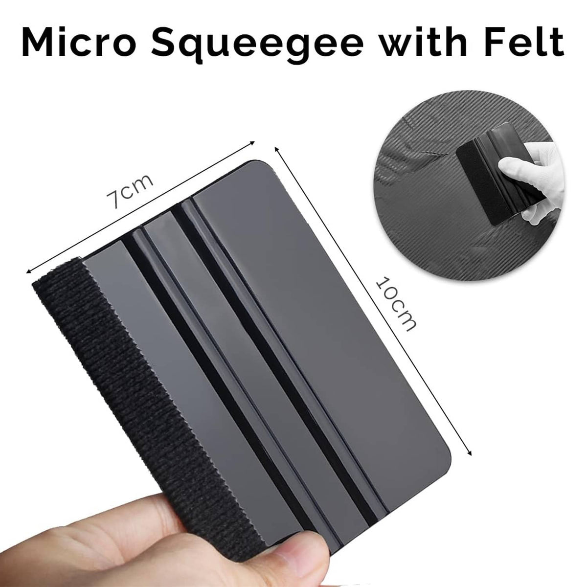 Micro squeegee with felt applicator tool for vinyl wrap