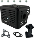 Black muffler silencer assembly with exhaust manifold pipe and mounting gaskets