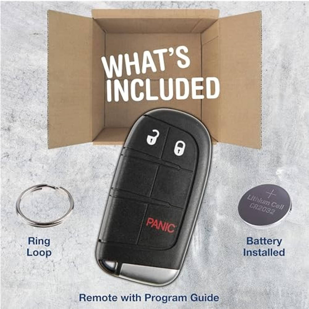 Black key fob with metal key blade, ring loop, and battery installed