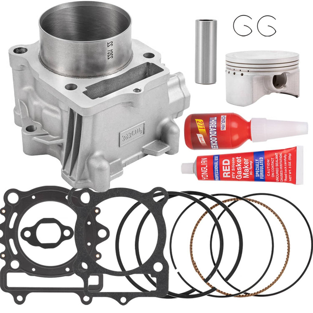 Aluminum cylinder and piston top end kit with piston rings, gaskets, and pin